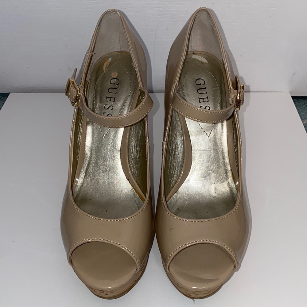 Guess Patent Leather Nude Wedge